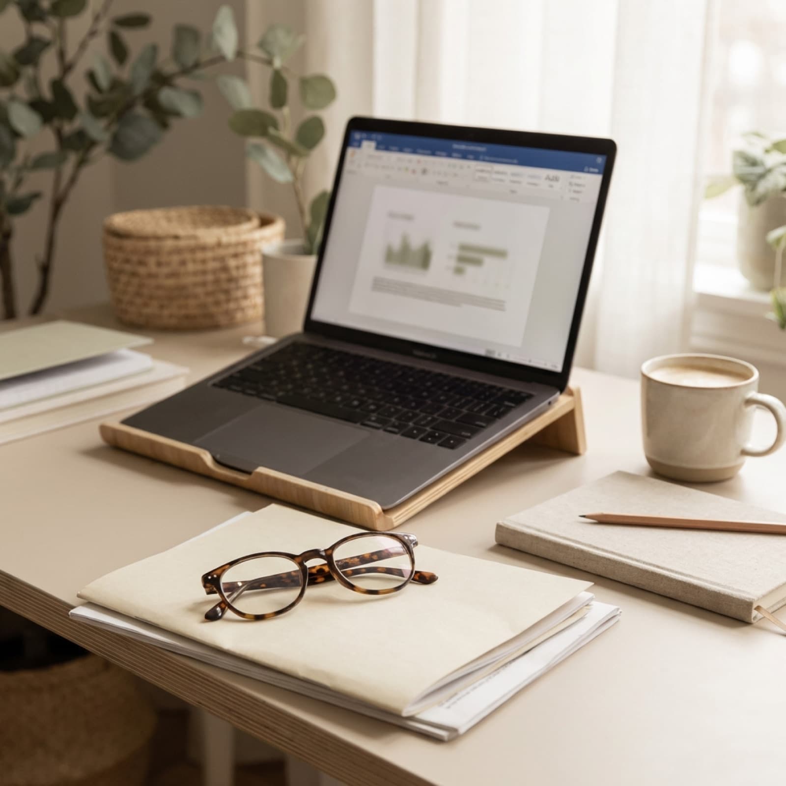 Document d'assurance et stylo posés sur un bureau avec une tasse de café