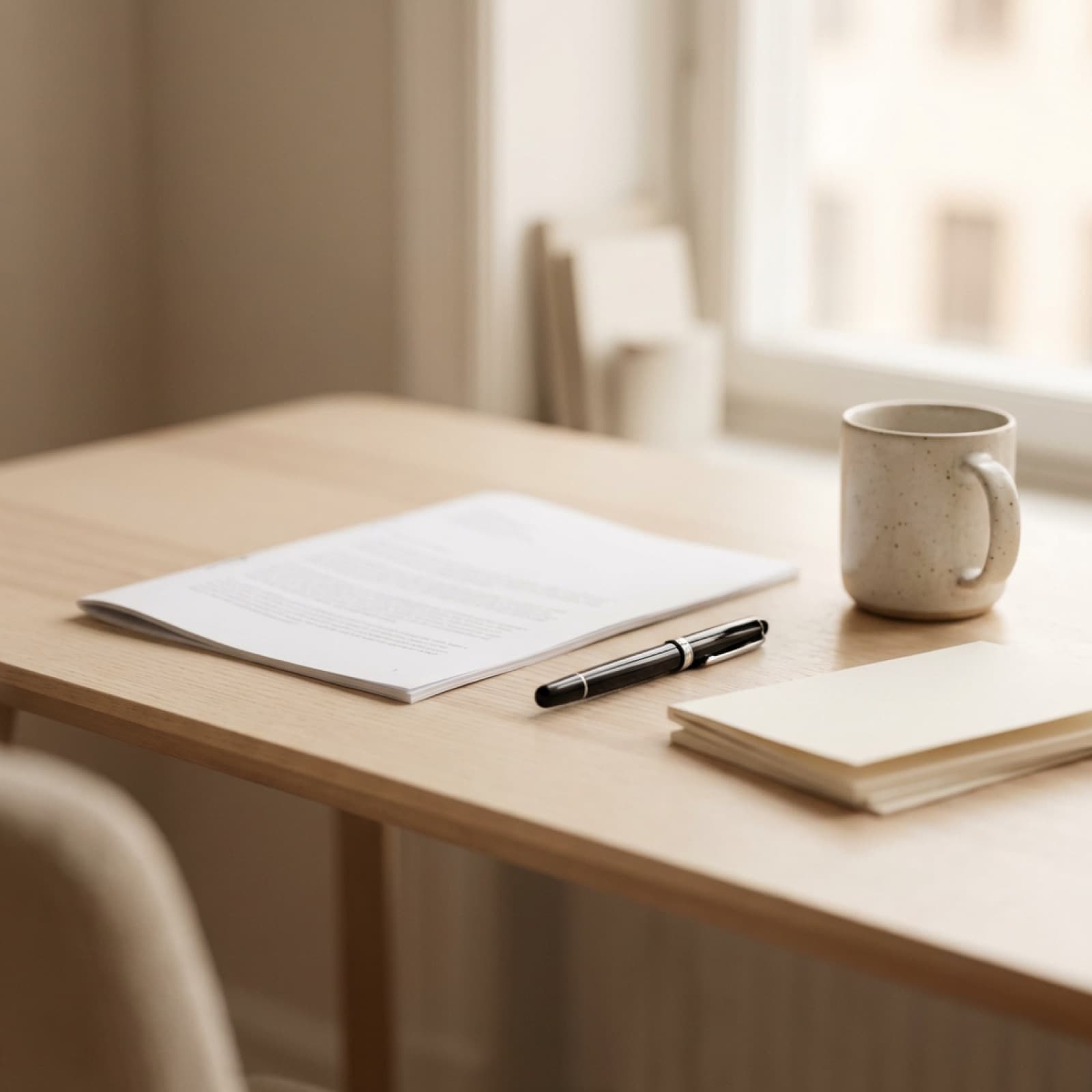 Contrat imprimé et stylo sur un bureau en bois